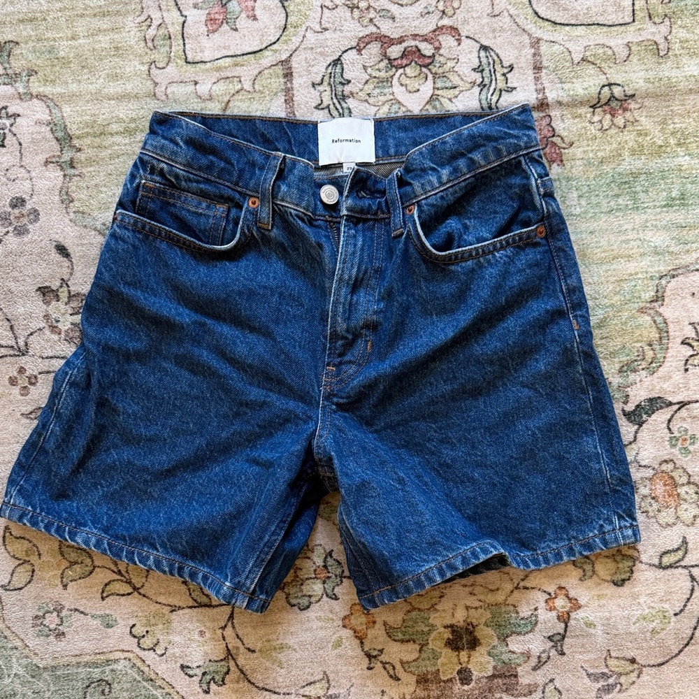 Reformation Classic Blue Jean Shorts